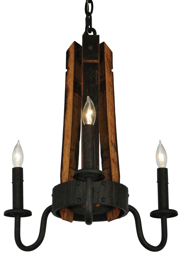 17" Wide Barrel Stave Madera 3 Light Chandelier