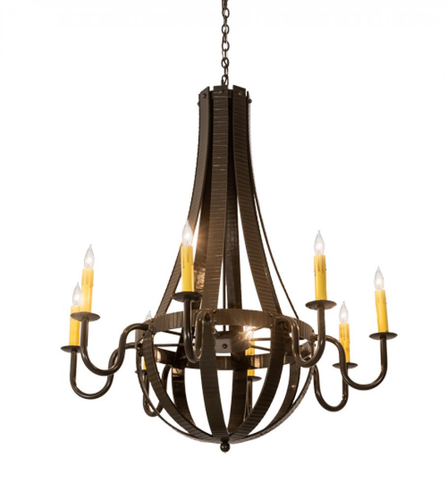 42" Wide Barrel Stave Metallo 8 Light Chandelier