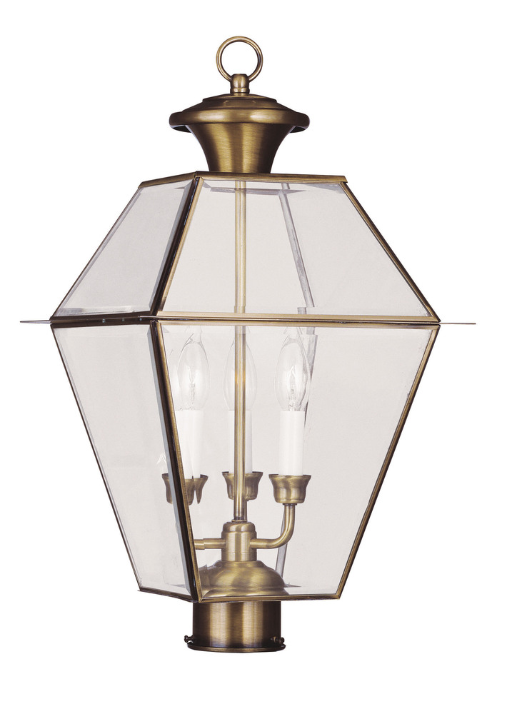 3 Light AB Outdoor Post Lantern