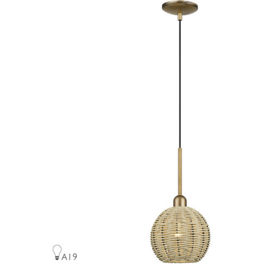 1 Light Antique Gold Leaf Mini Globe Pendant