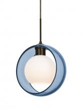 Besa Lighting 1JT-MANABL-LED-BR - Besa Mana Pendant, Blue/Opal, Bronze Finish, 1x9W LED