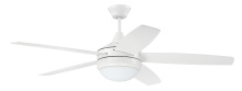 Craftmade PHZ52W5 - Phaze II 52" 5-Blade Ceiling Fan in White w/ White Blades; Integrated Light Kit