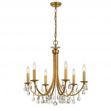 Crystorama 8826-GA-CL-S - Bridgehampton 6 Light Swarovski Strass Crystal Antique Gold Chandelier