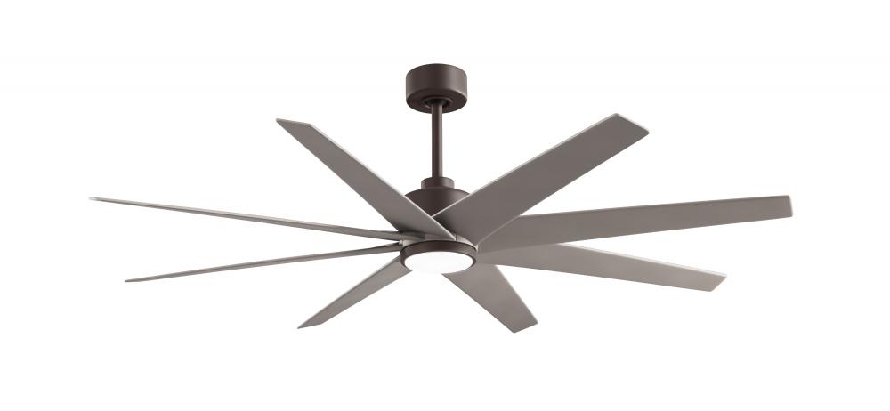 Ariella 8-blade ceiling fan in Textured Bronze and Brushed Nickel blades