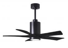 Matthews Fan Company PA5-BK-BK-42 - Patricia-5 five-blade ceiling fan in Matte Black finish with 42” solid matte black wood blades a