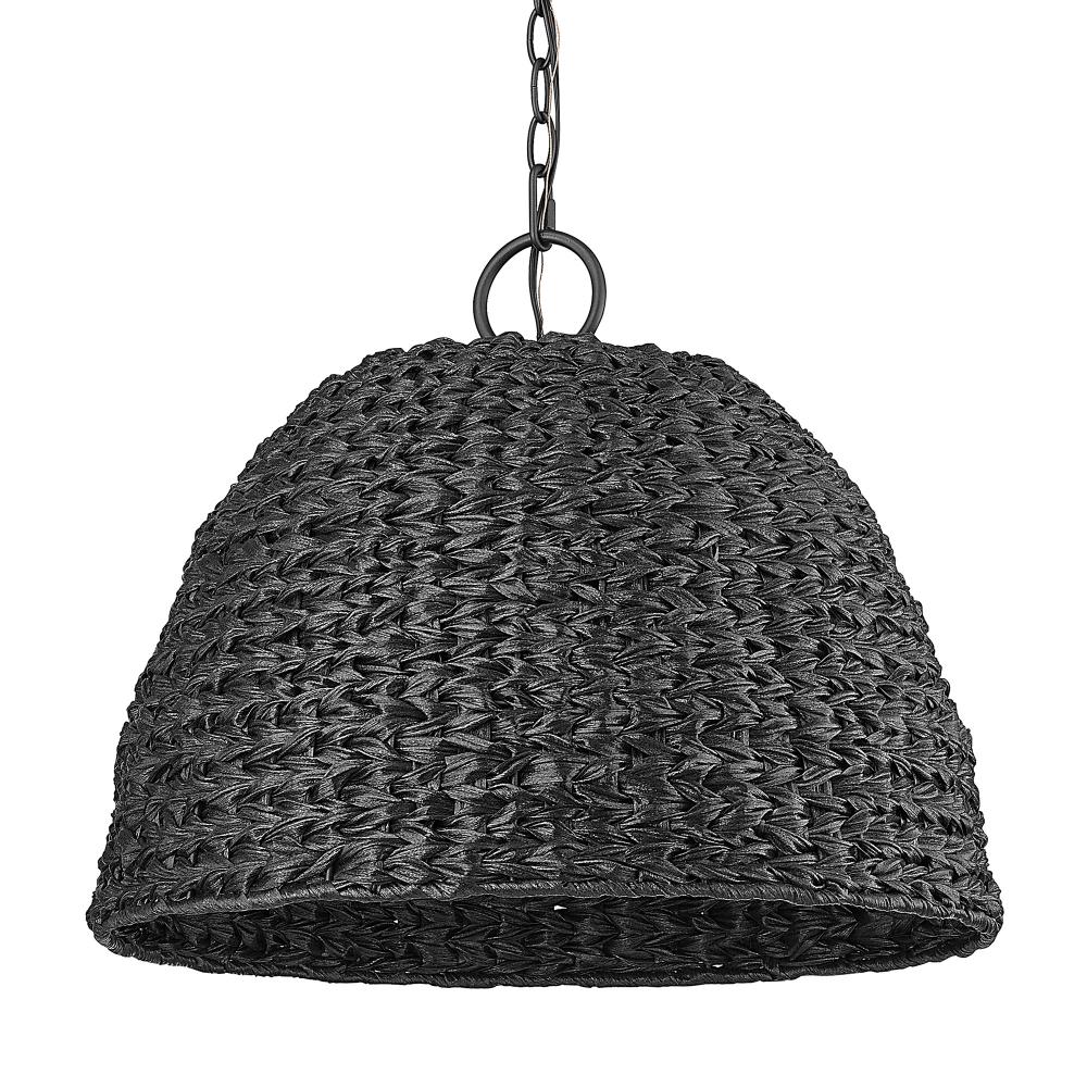 Rue NB 3 Light Pendant - Outdoor in Natural Black with Silken Black Wicker Shade