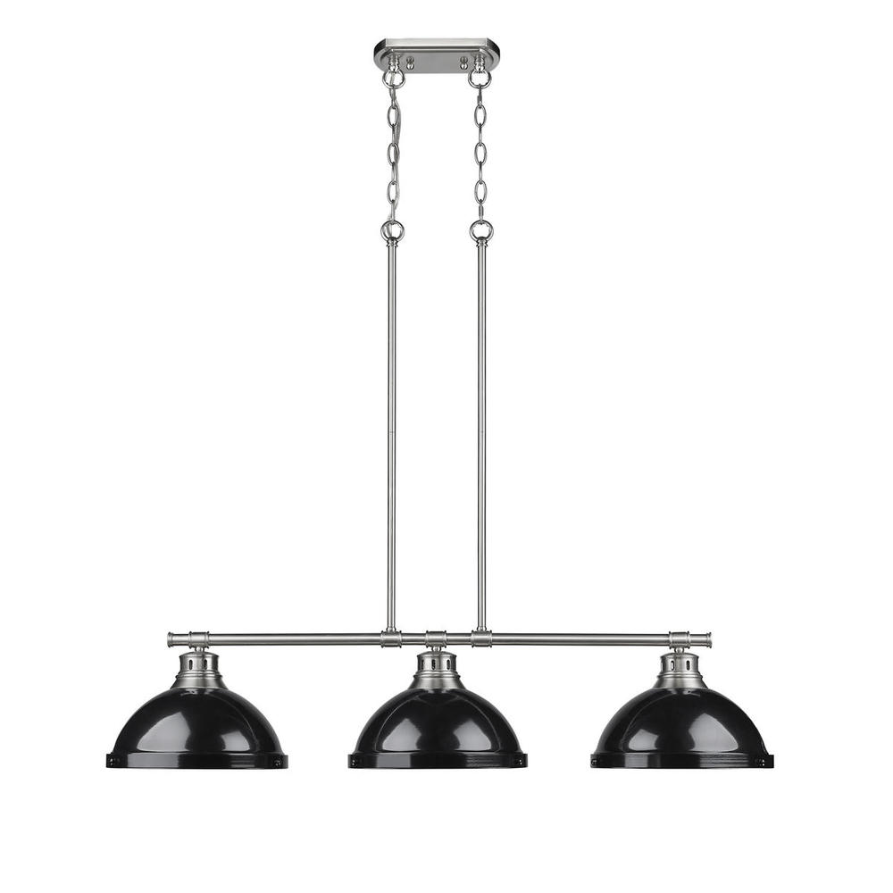 Duncan Small Pendant with Rod in Chrome with Matte Navy