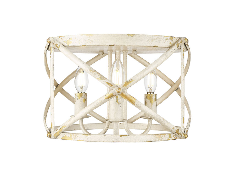 Alcott 2 Light Flush Mount in Antique Ivory with No Shade