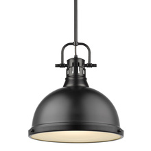 Golden 3604-L BLK-BLK - Duncan 1 Light Pendant with Rod in Matte Black with a Matte Black Shade