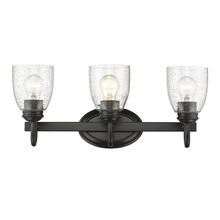 Golden 8001-BA3 BLK-SD - Parrish 3 Light Bath Vanity in Matte Black with Seeded Glass