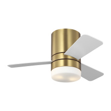 Generation Lighting 3ERHR32BBSD - Era 32 Hugger LED Ceiling Fan in Burnished Brass with Matte White Blades and Light Kit