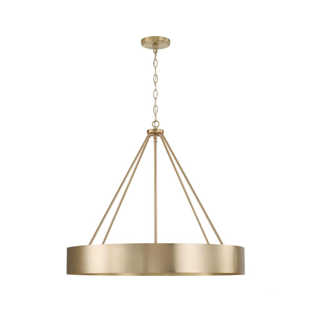 4-Light Modern Circular Metal Chandelier in Matte Brass