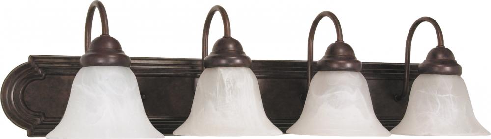 Ballerina - 4 Light 30" Vanity w/ Alabaster Glass Bell Shades - Old Bronze